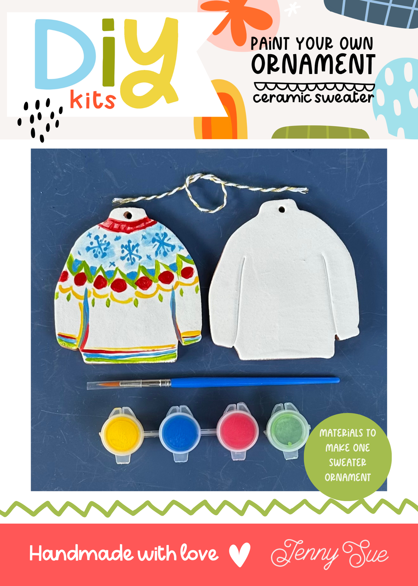 DIY Ornament Kit – Holiday Sweater – Christmas Colors