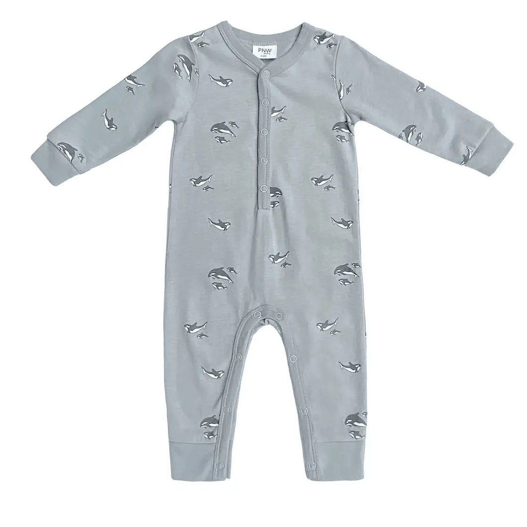 Baby Snap Romper- Orcas