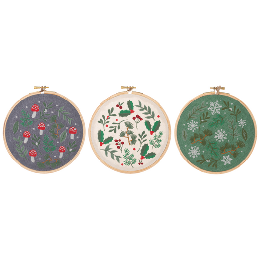 Embroidered Holiday Mushroom Wall Decor - Three Styles