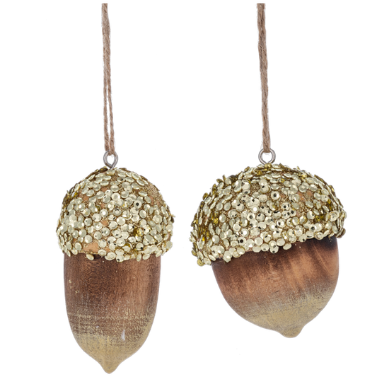 Glitter Acorn Ornament - Two Sizes