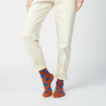Load image into Gallery viewer, Polka Dot Crew Socks - Brown/Blue
