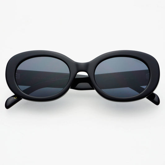 Aria Acetate Womens Oval Sunglasses - Black