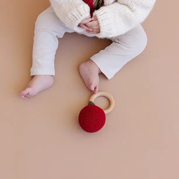 Teether Apple Cotton Crochet Rattle