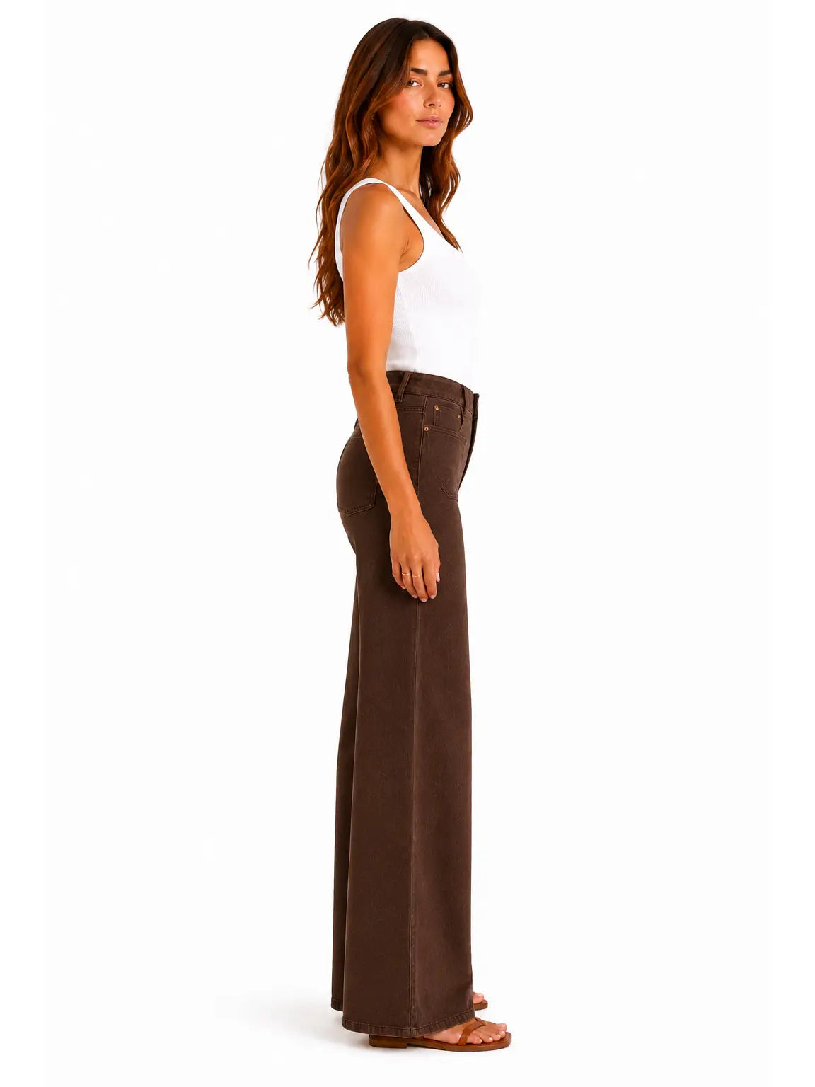 Luxe Wide Leg Jean w/ Patch Pockets - Espresso