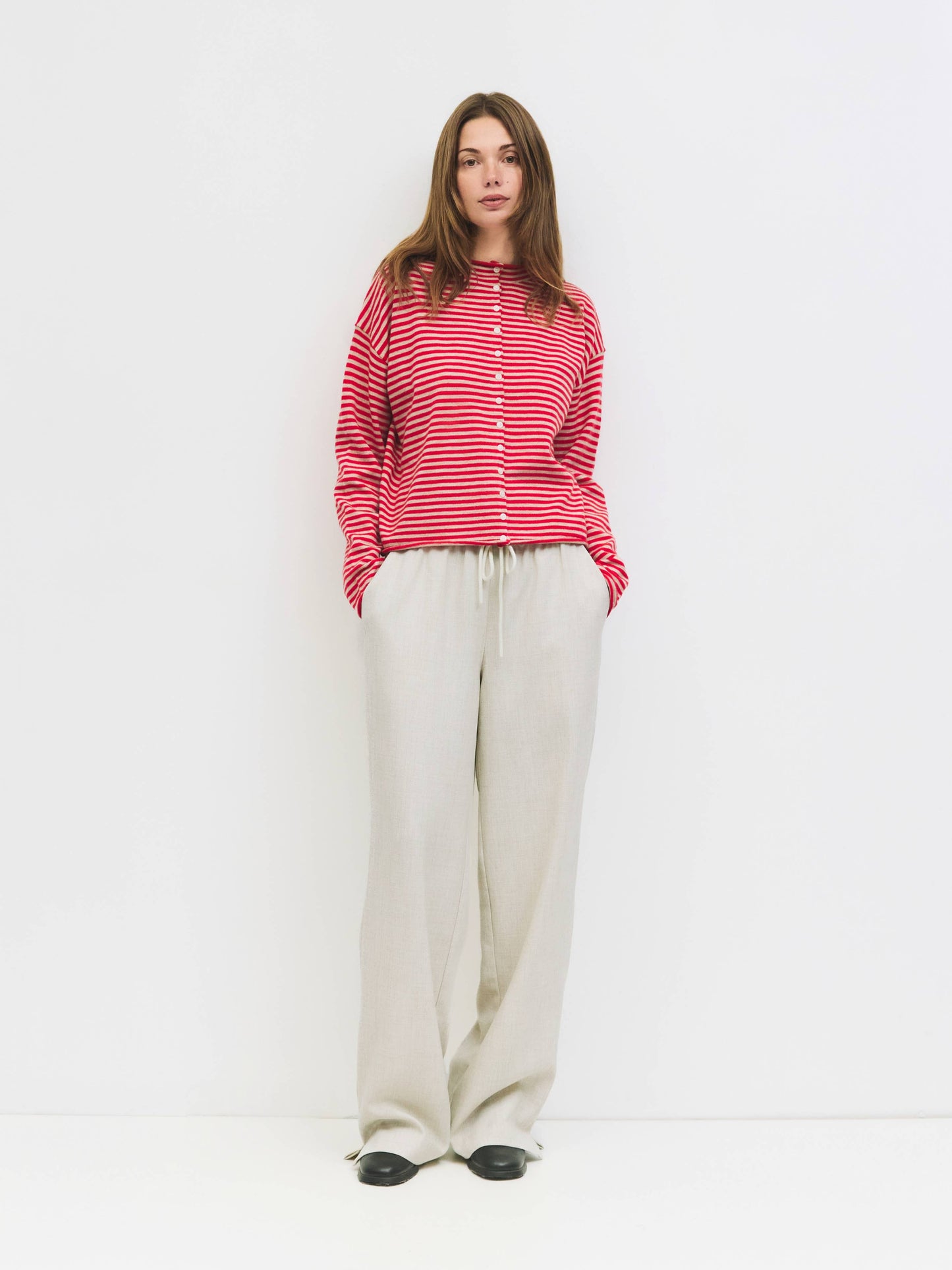 Striped Button-Down Cardigan
