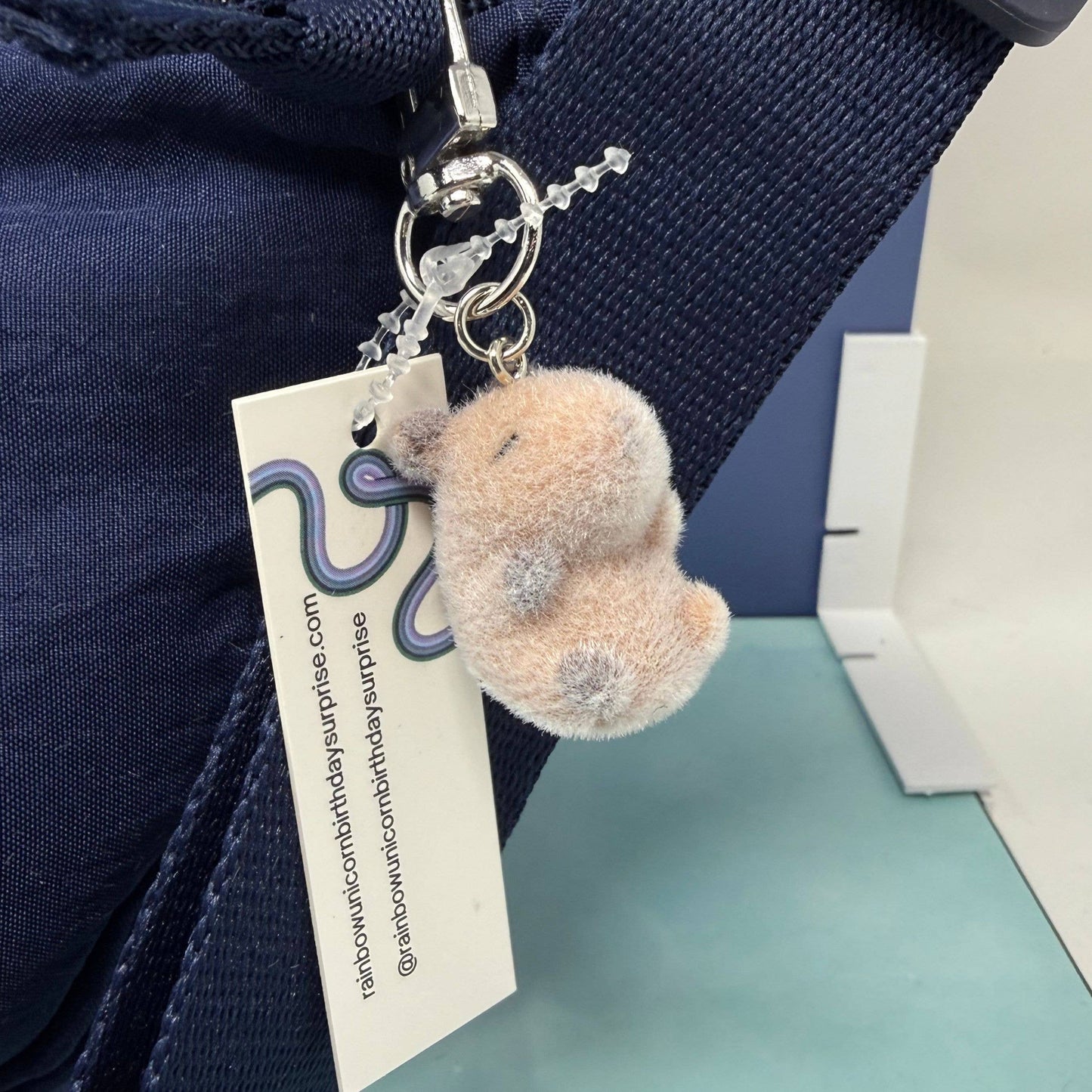 Capybara Mini Flocked  Keychain – Cute Plush Bag Charm