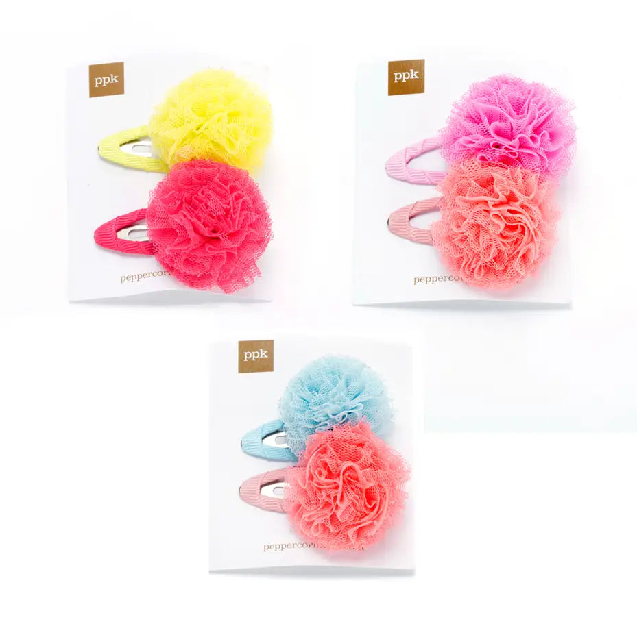 Tulle Pompom Hair Clip - Several Colors