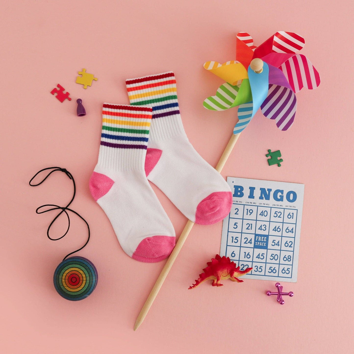 Rainbow Stripe Crew Socks