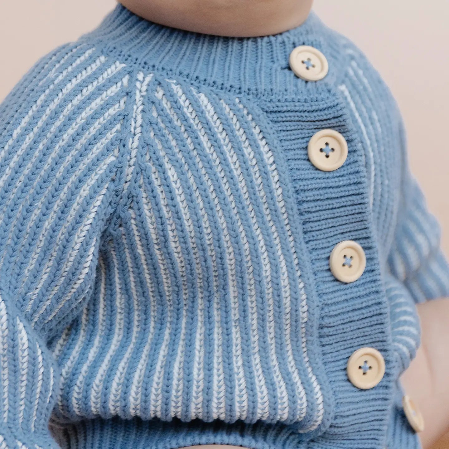 Cotton Brioche Cardigan - Blue