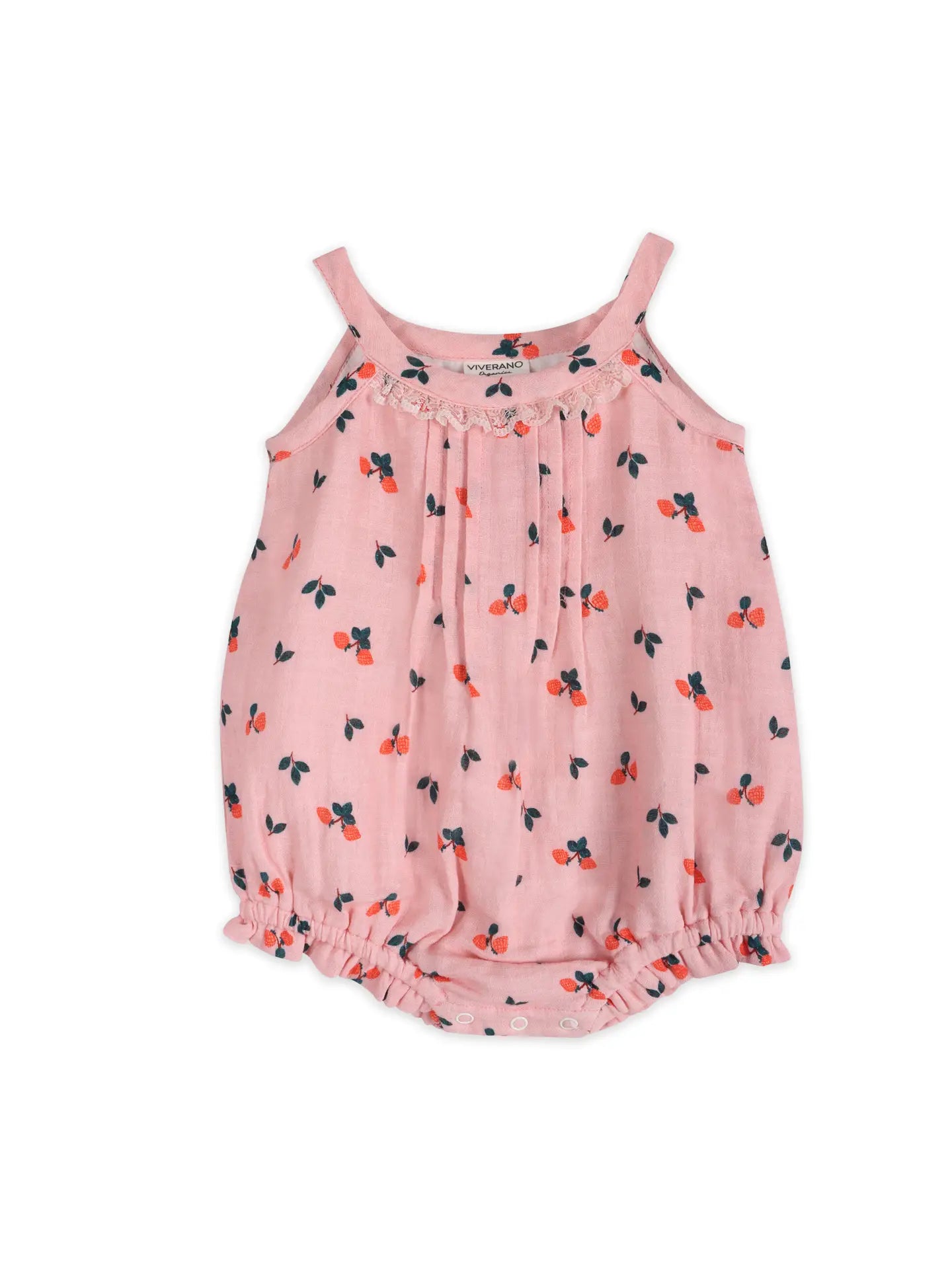 Strawberry Baby Romper + Headband (Organic Muslin)