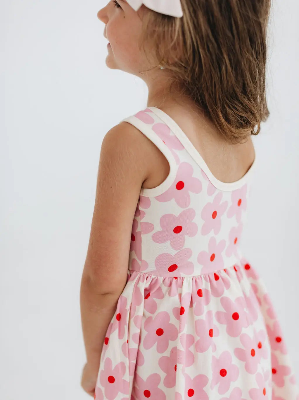 Sleeveless Twirl Dress - Pink Daisies