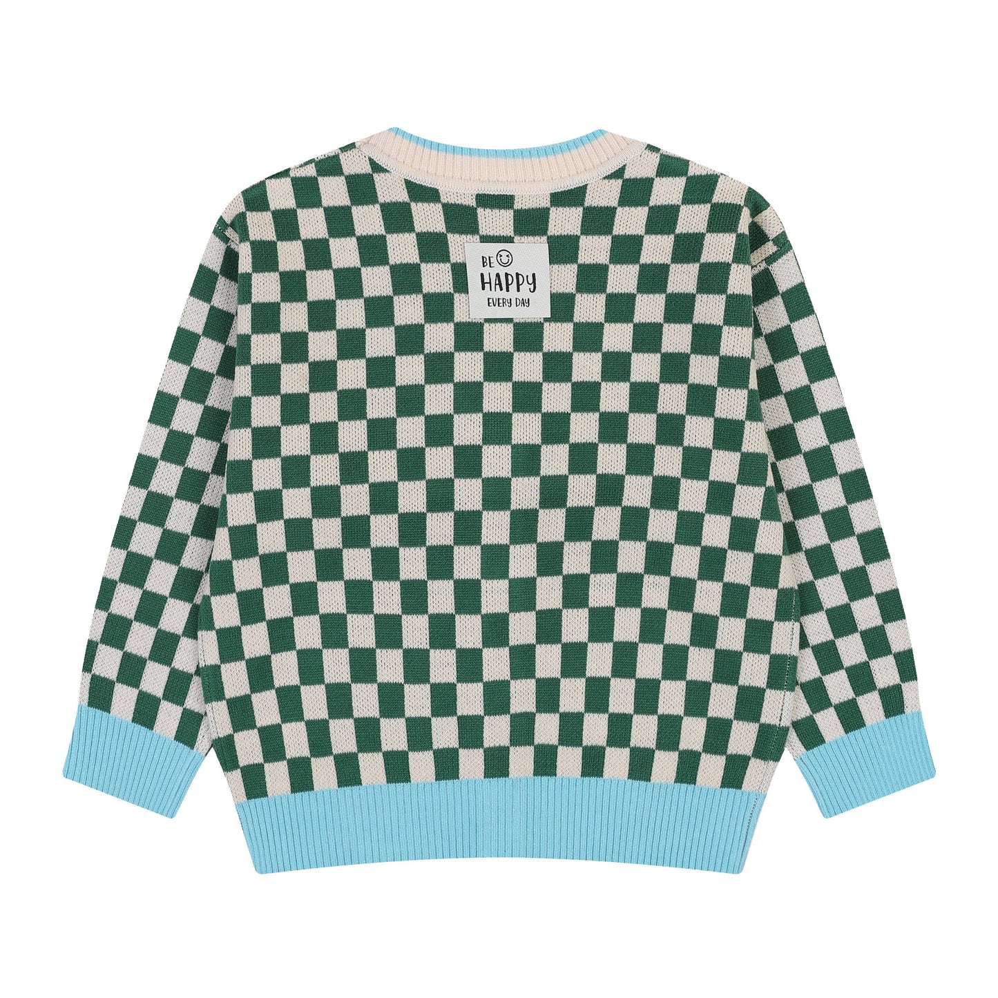 Colorblock Checkered Jacquard Cardigan