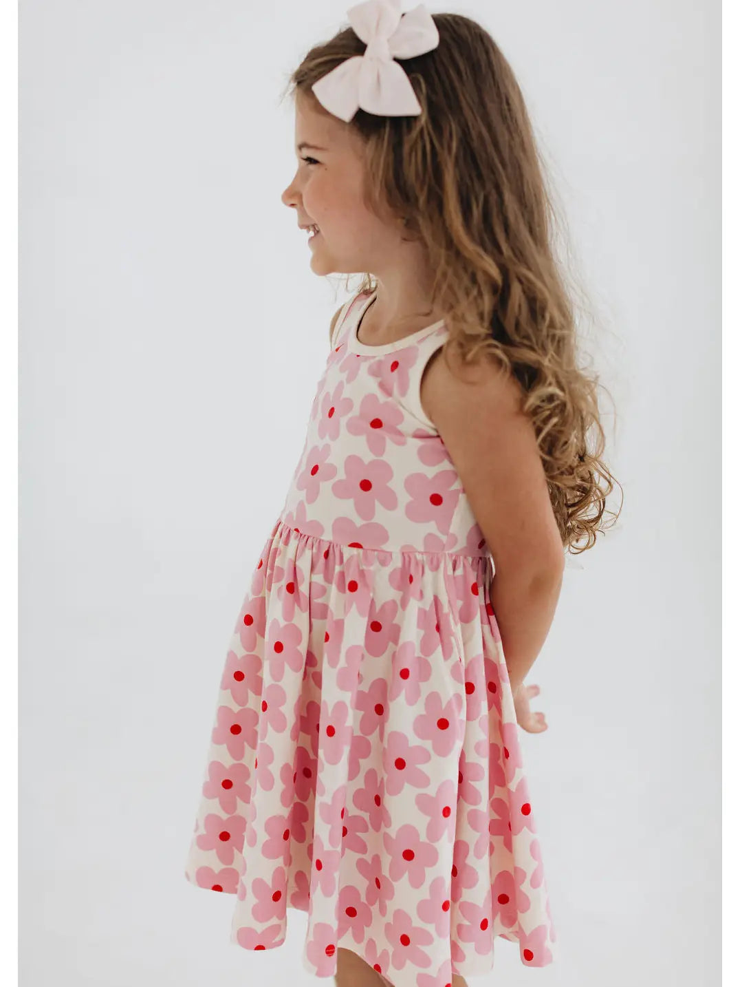 Sleeveless Twirl Dress - Pink Daisies