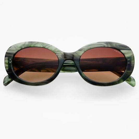 Aria Acetate Womens Oval Sunglasses - Emerald