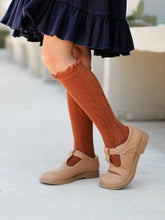 Load image into Gallery viewer, Fancy Lace Top Knee High Socks - Sugar Almond
