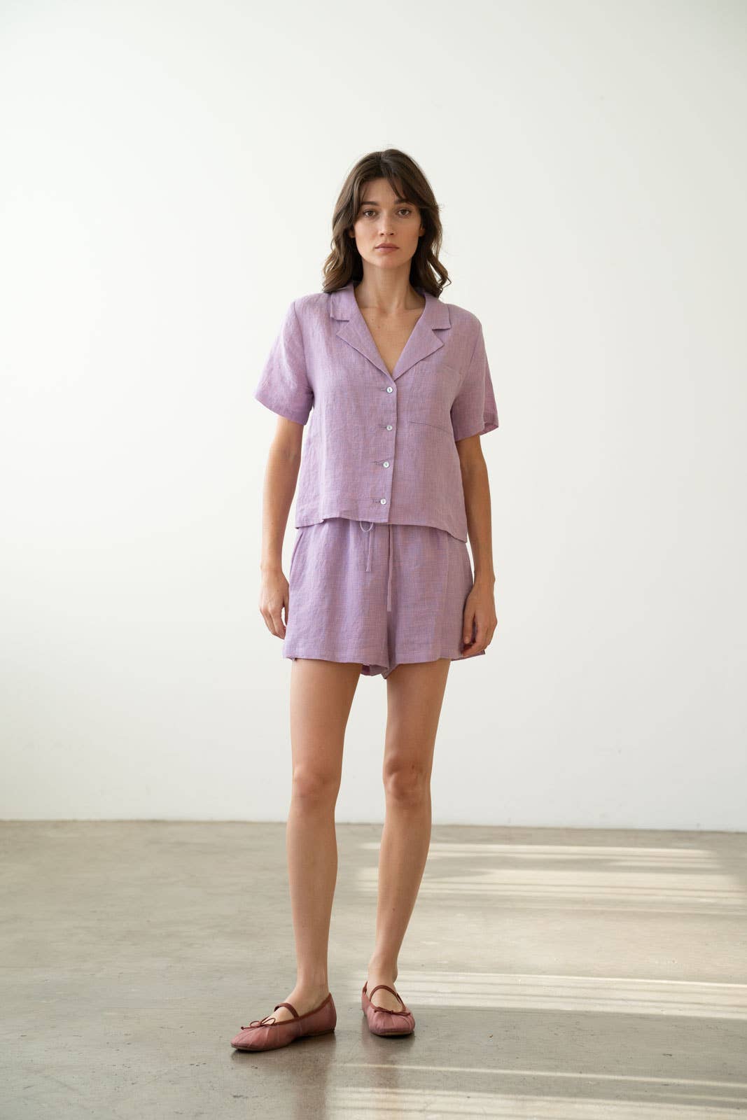 Linen Shorts - Lavender