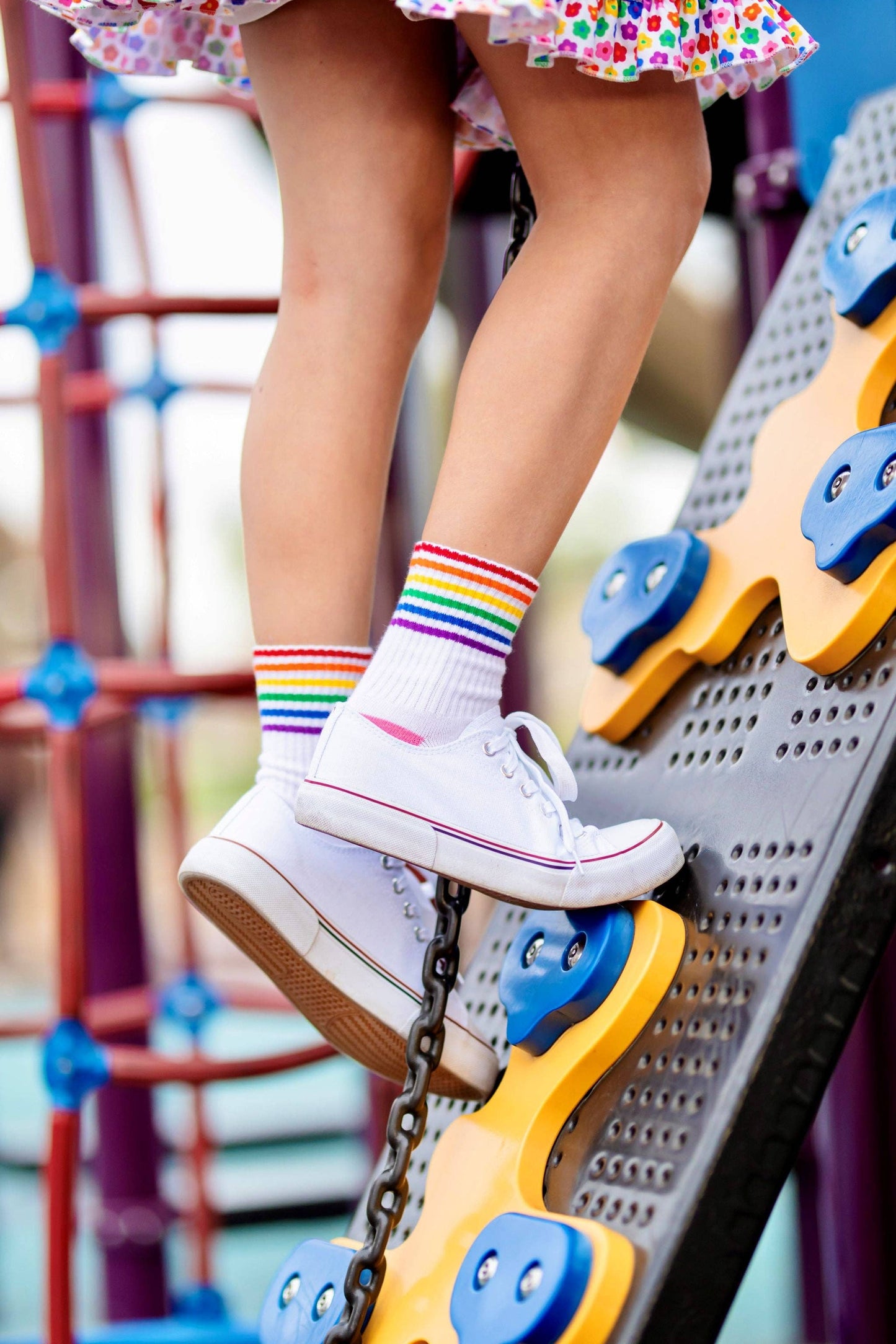 Rainbow Stripe Crew Socks
