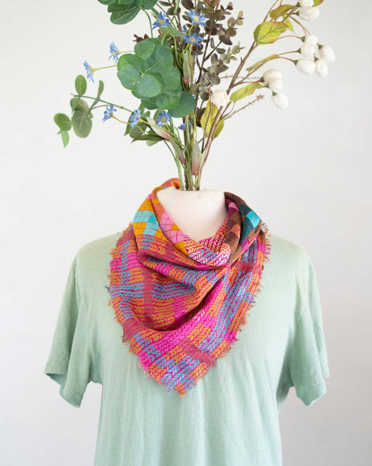 Summer in the Desert Knit & Weave - Pure Silk Bandana Scarf