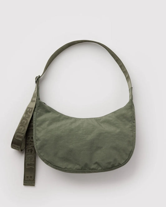 Medium Nylon Baggu Crescent Bag - Caper