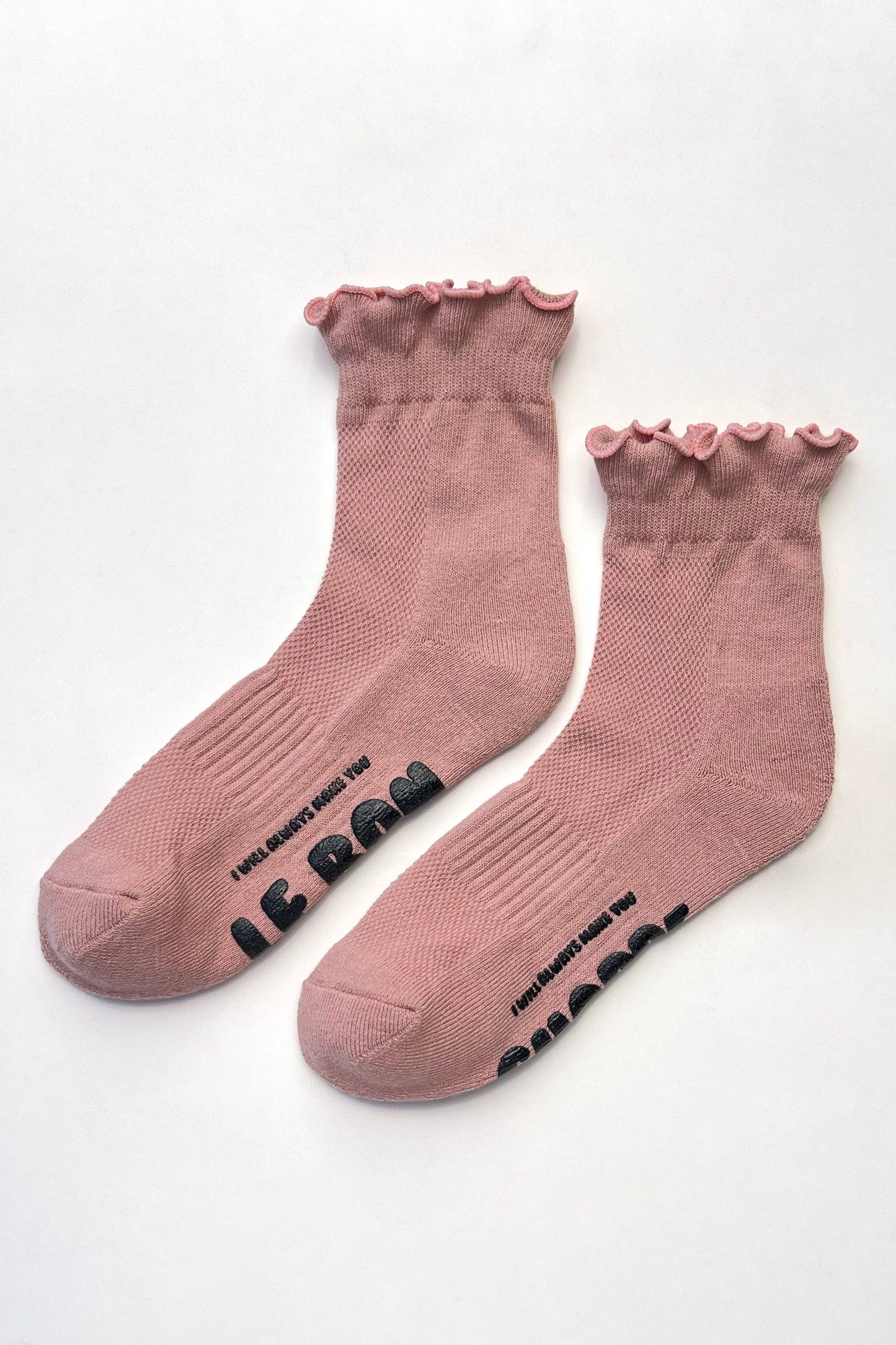 Ruffled Hugger Crew Socks VINTAGE PINK / BLACK