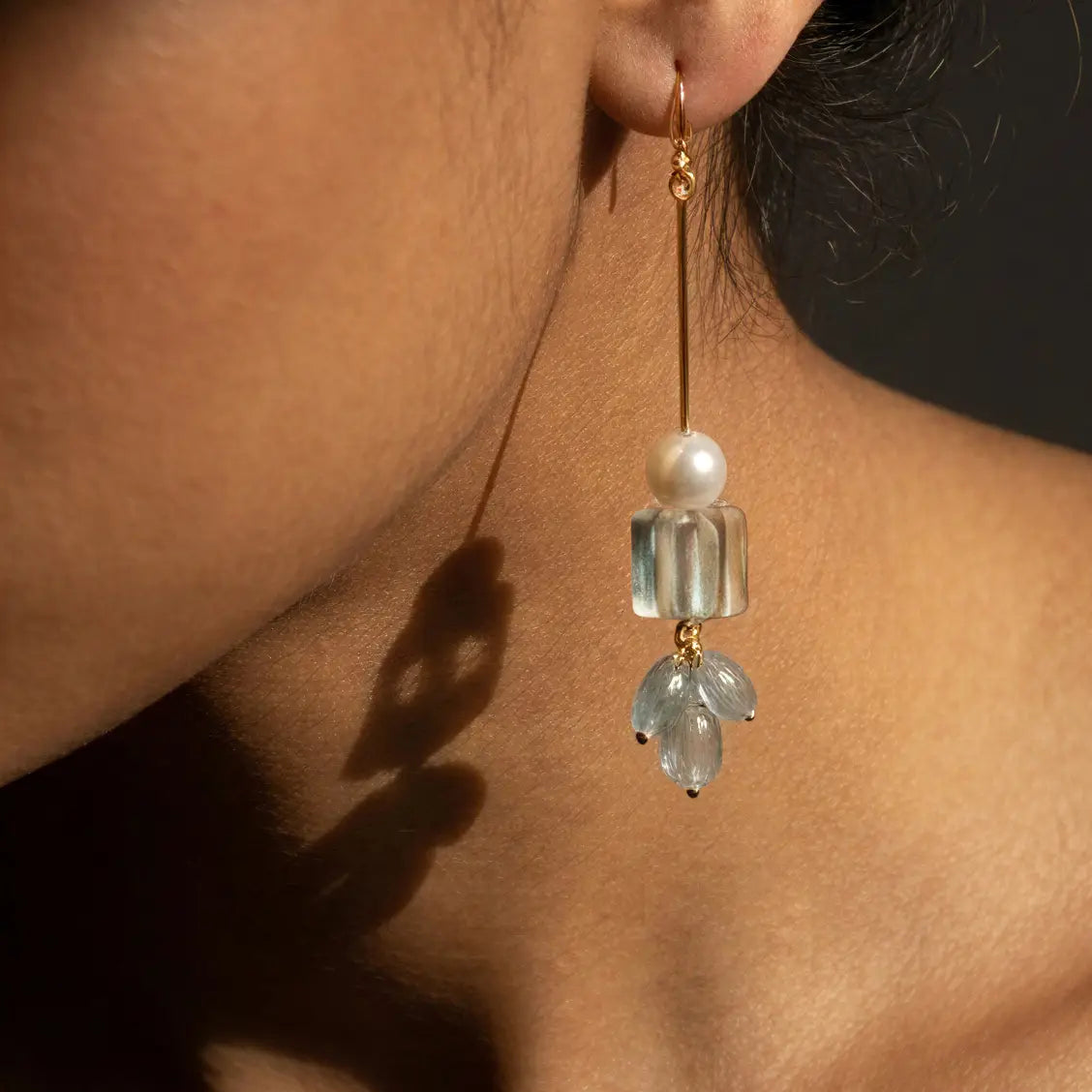 Sayde Dangle Earrings - 18K Gold Plated + Freshwater Pearl