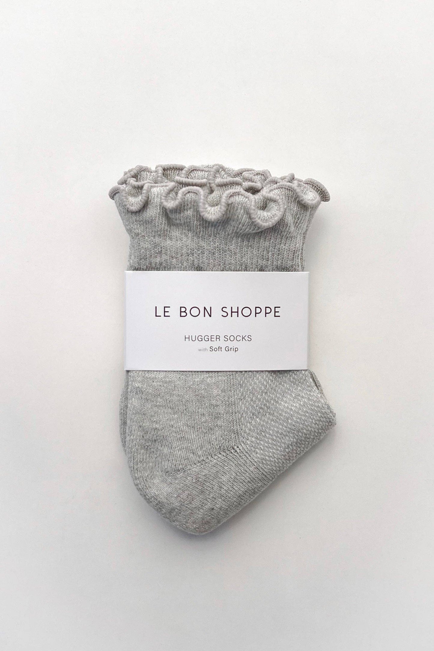 Ruffled Hugger Crew Socks GREY / RED