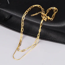 Load image into Gallery viewer, 18K Gold Plated Double Layer Necklace, Paperclip Necklace
