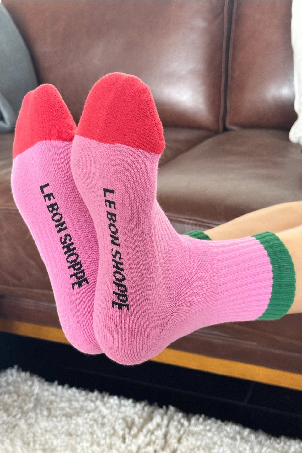 Color Block Girlfriend Socks - Rose/Green