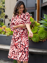Load image into Gallery viewer, DELIA Cotton Knit Dress - Filigree Red
