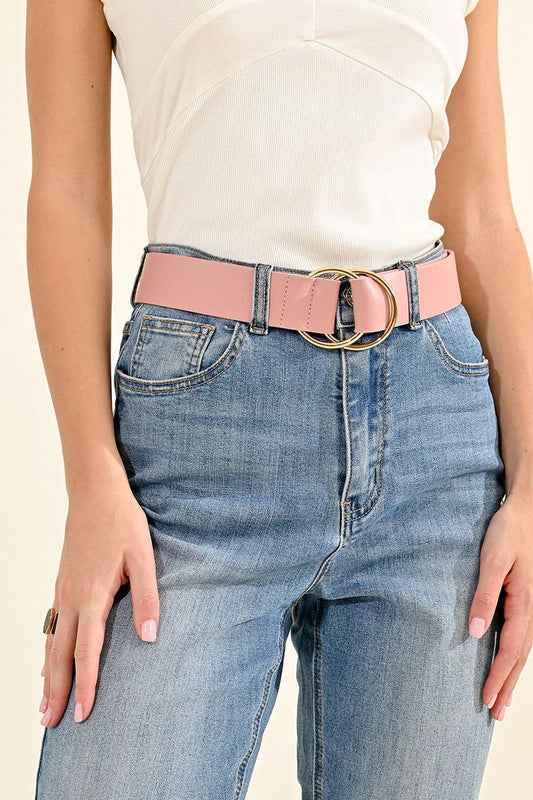Double Ring Buckle Belt - Nude