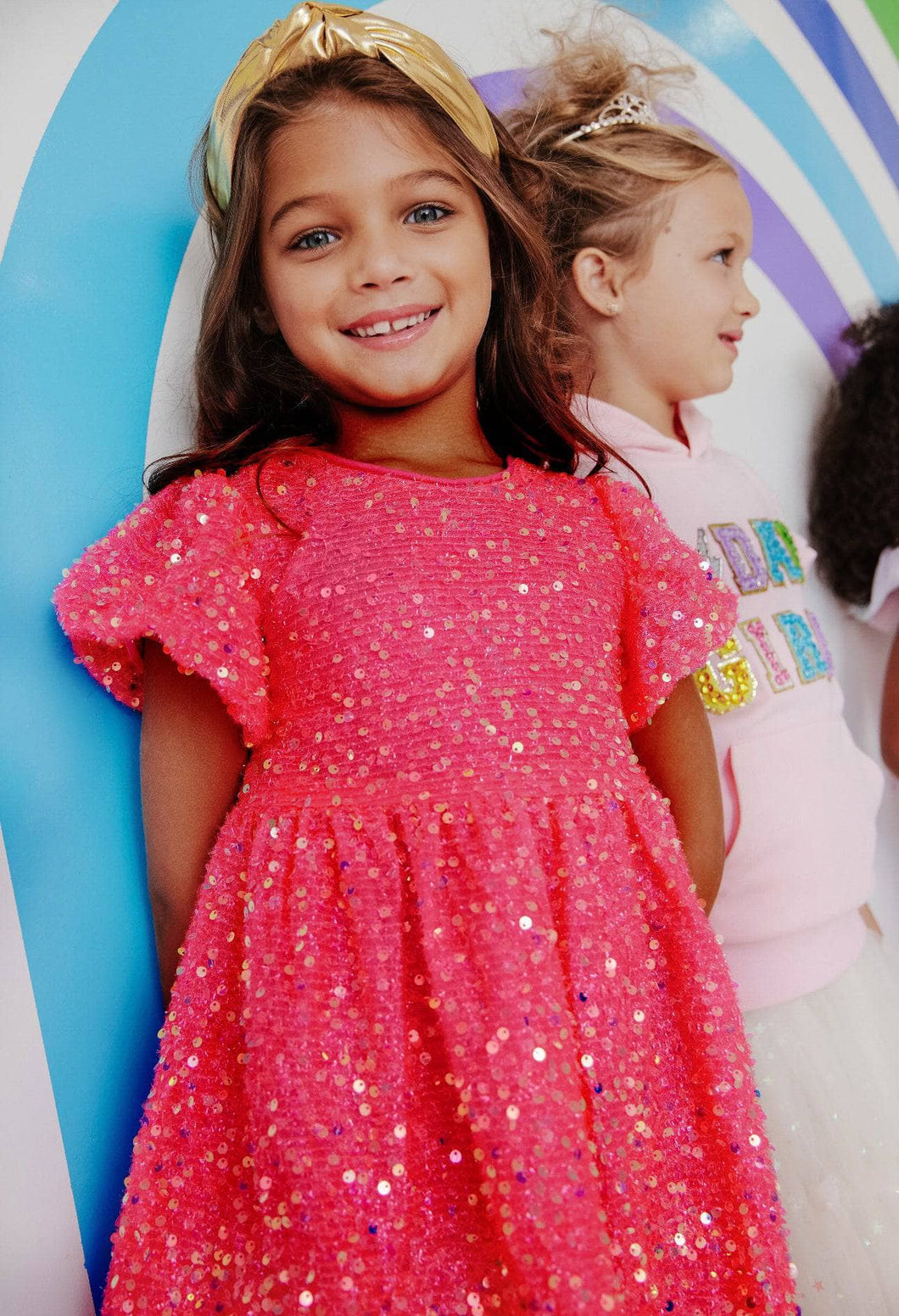 Girls Pink Sequin Dress