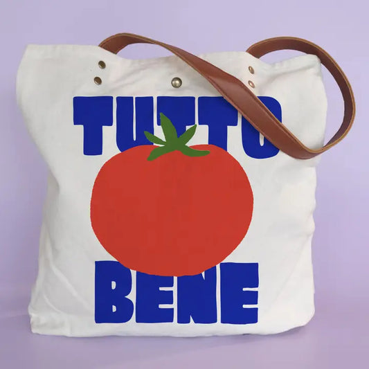 Canvas Tote Bag with Vegan Leather Handle | Tutto Bene