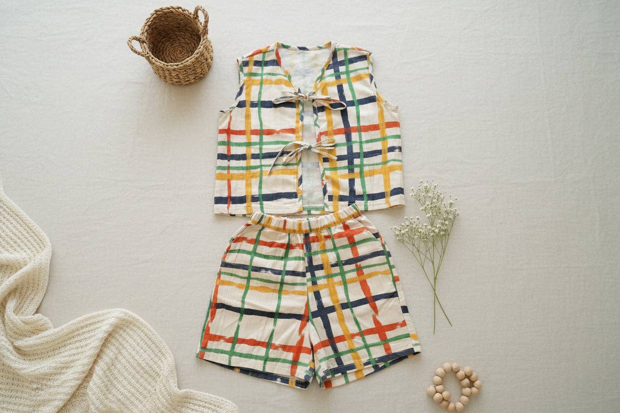 Bow-Tied 100% Cotton Two-Piece Set