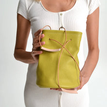 Load image into Gallery viewer, Ioli Leather Bucket Bag - Lime Green
