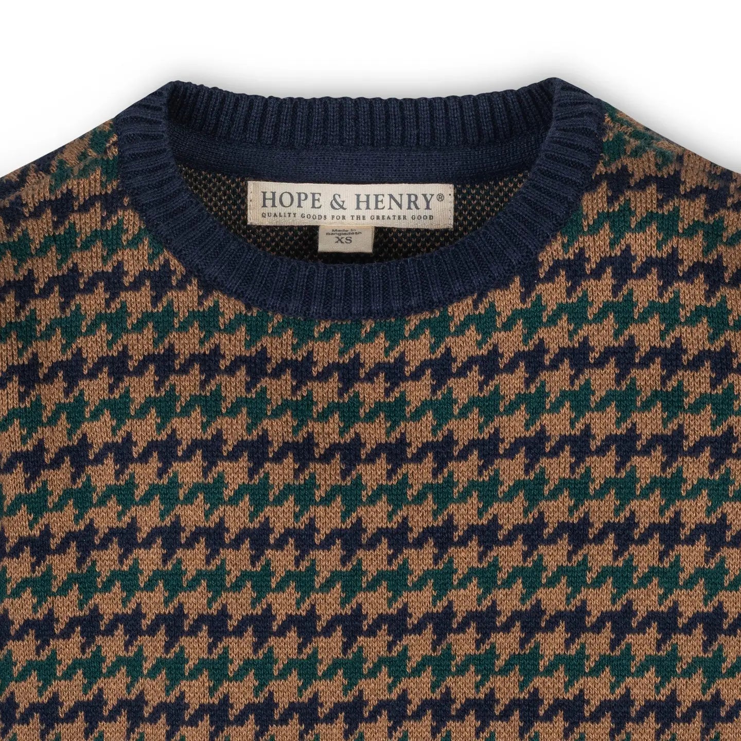 Organic Intarsia Crew Neck Sweater