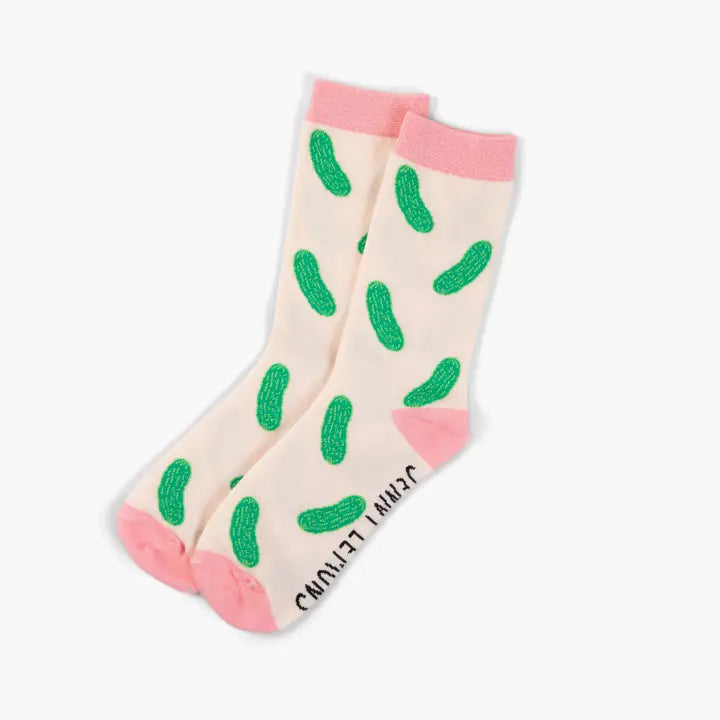 Pink Colorblock Pickle Crew Socks