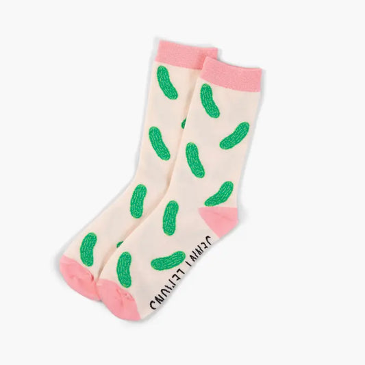 Pink Colorblock Pickle Crew Socks