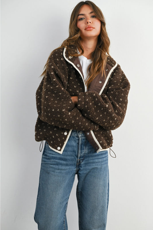 High Pile Fleece Jacket - Brown/cream