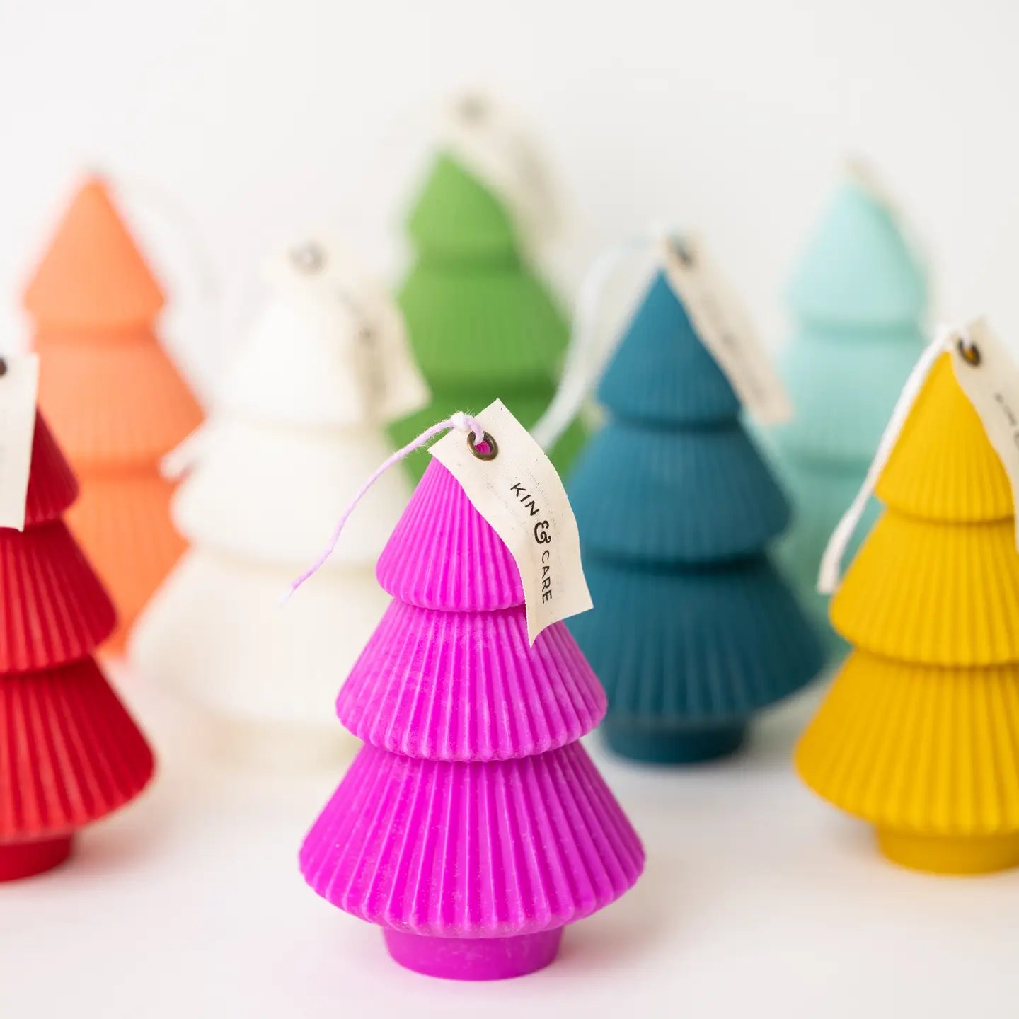 Ribbed Xmas Tree Candle - Several Colors