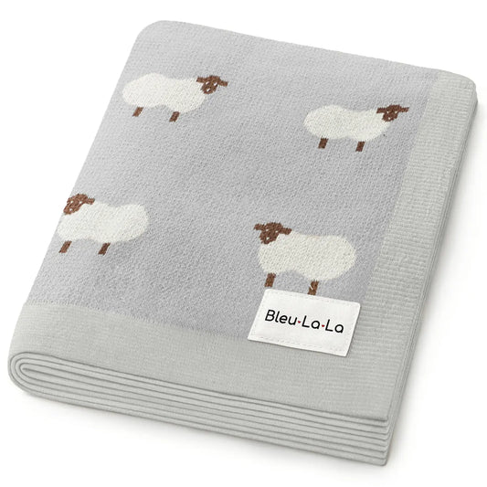 100% Cotton Receiving Swaddle Baby Blanket - Sheep