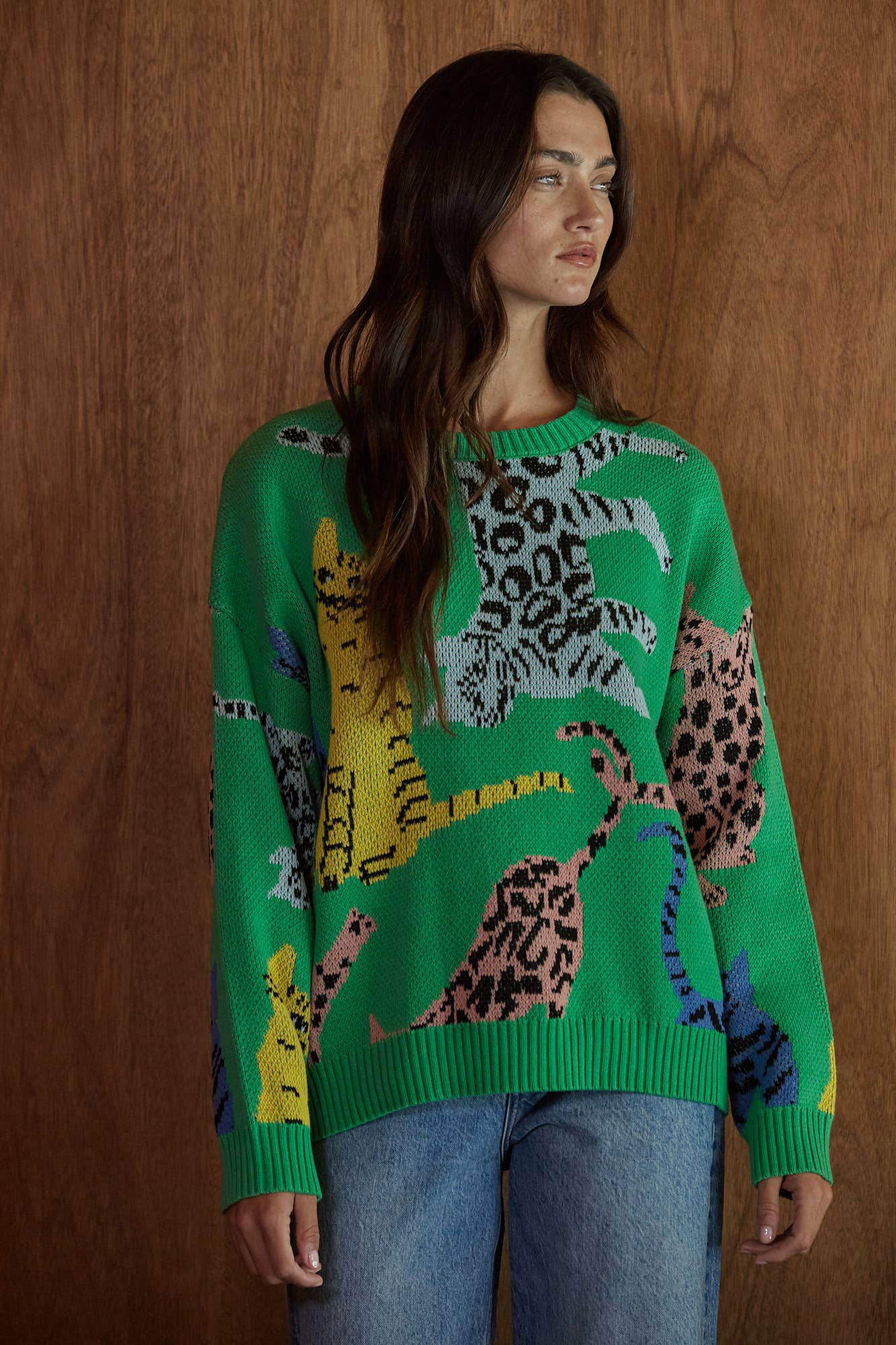 Allover Print Cat Sweater