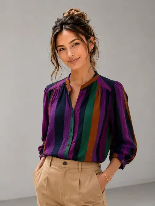 Jewel Tone Stripe Blouse