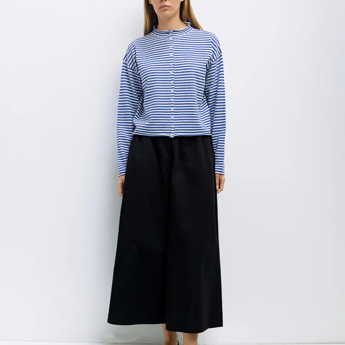 The Elisa Striped Cardigan - Blue/Cream