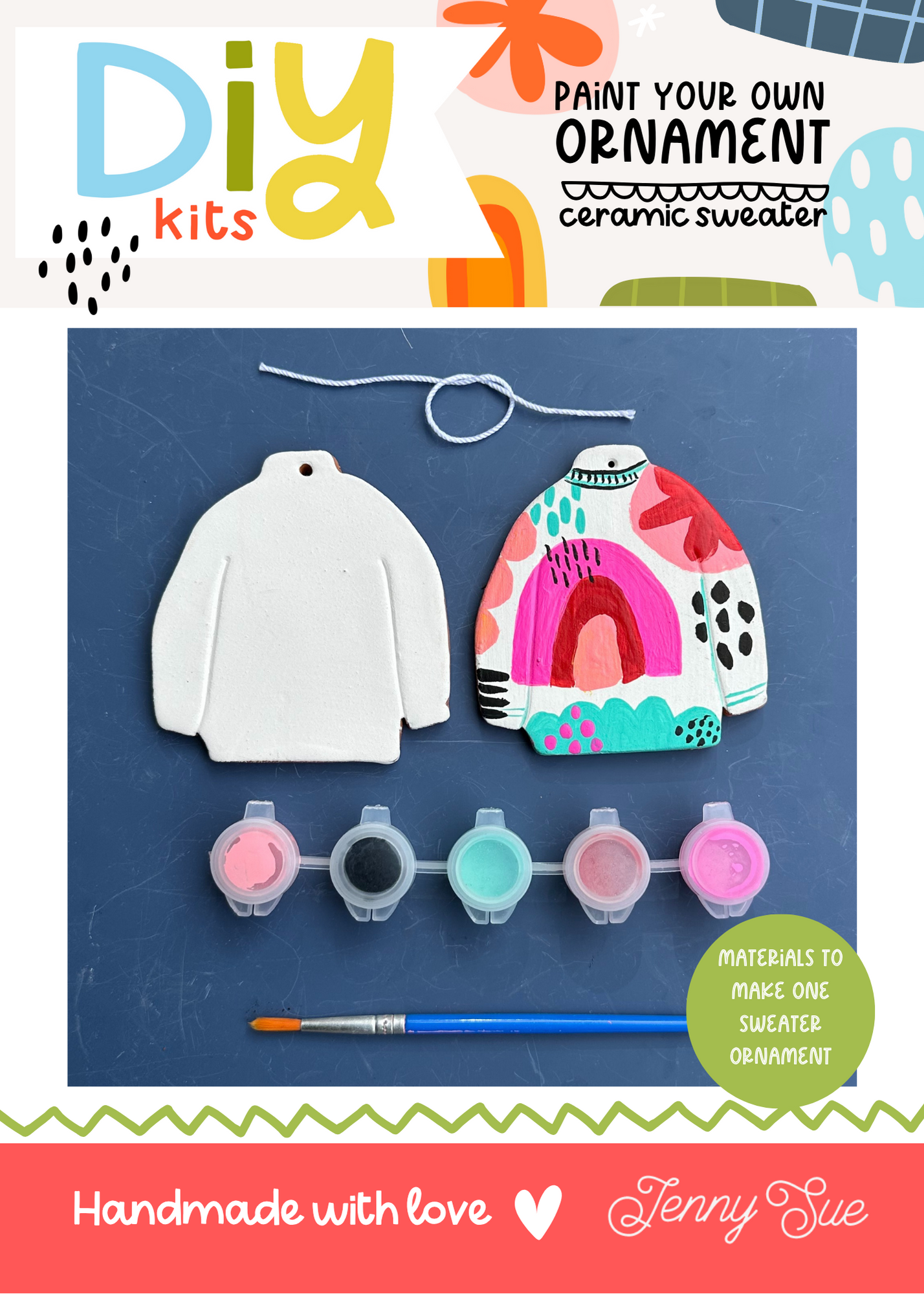 DIY Ceramic Ornament Kit – Holiday Sweater – Festive