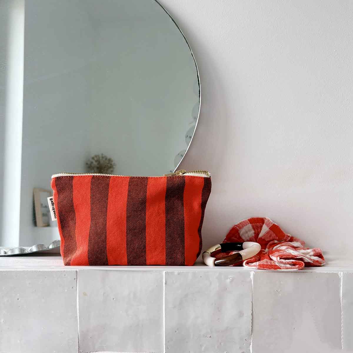 Pouch - Sofia Stripes Brown / Tomato