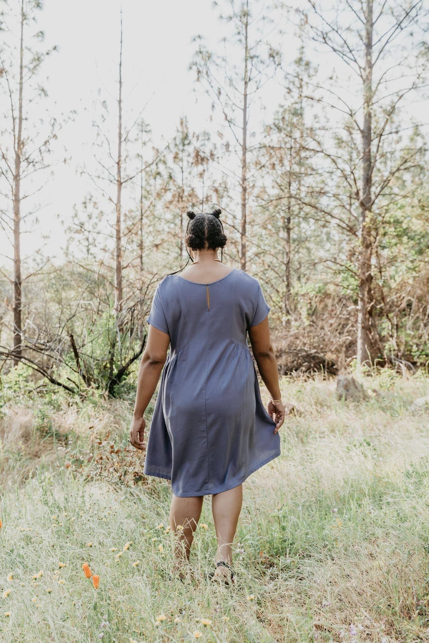 Nada Dress in Cornflower Blue Linen
