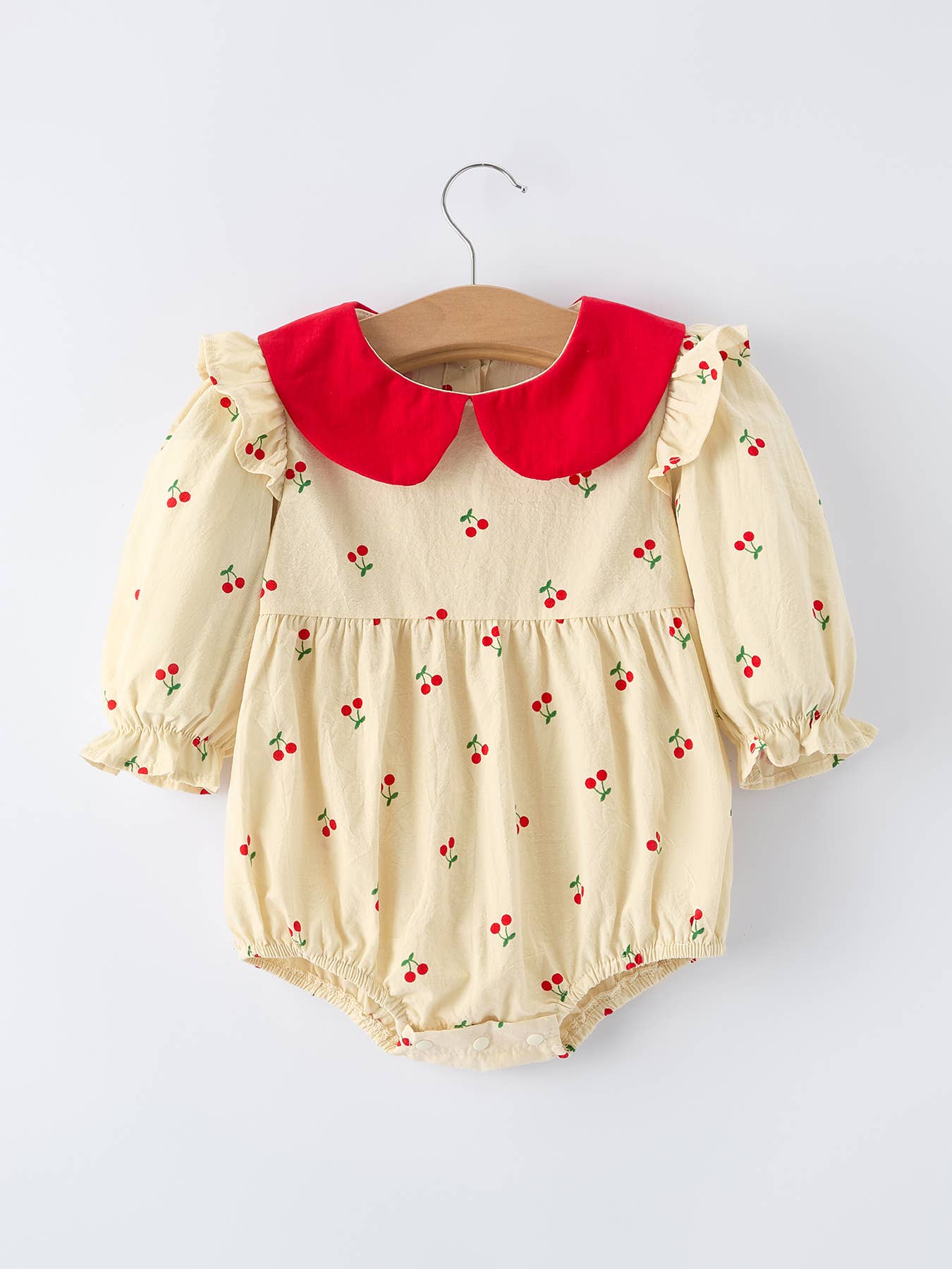 Sweet Cherry Long Sleeve Romper
