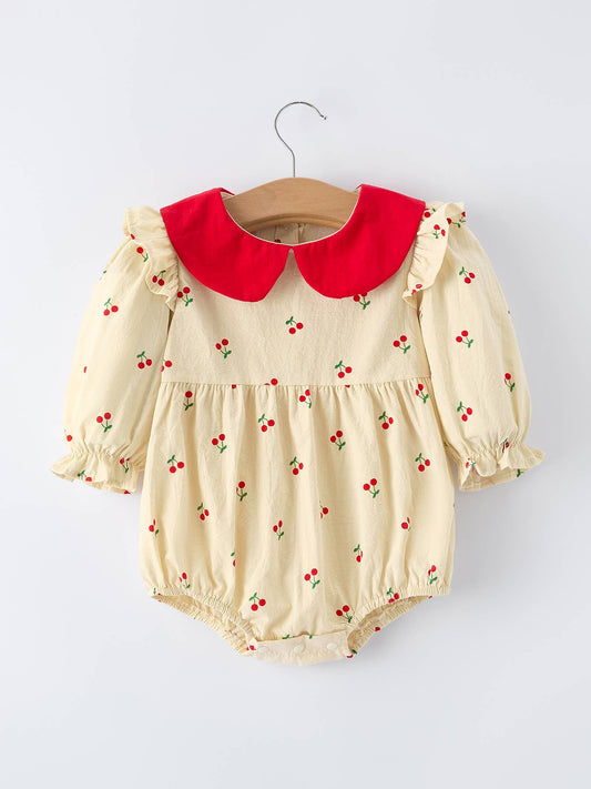 Sweet Cherry Long Sleeve Romper