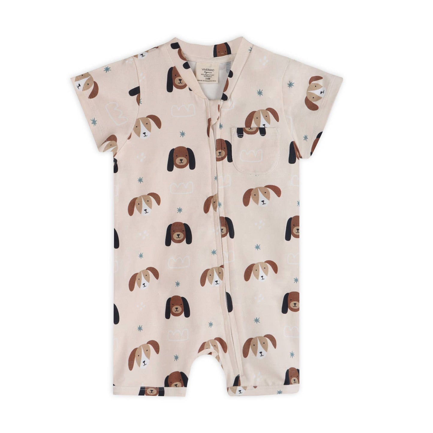 Doggies Baby Zipper Romper (Organic Jersey)
