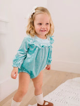 Load image into Gallery viewer, Hayley Romper in Crushed Mint Velvet
